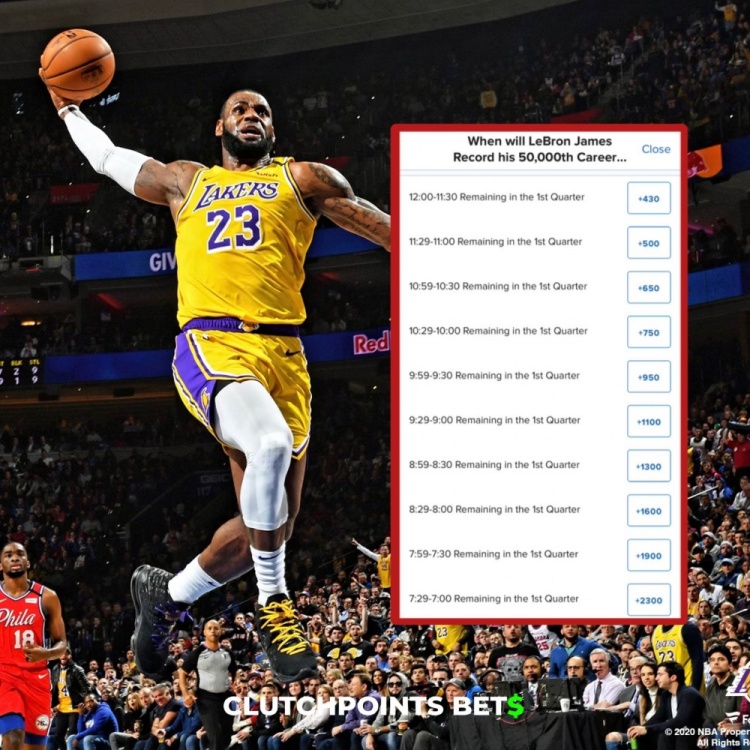 僅差1分！詹姆斯今日何時破五萬分賠率：開場30秒內(nèi)最被看好